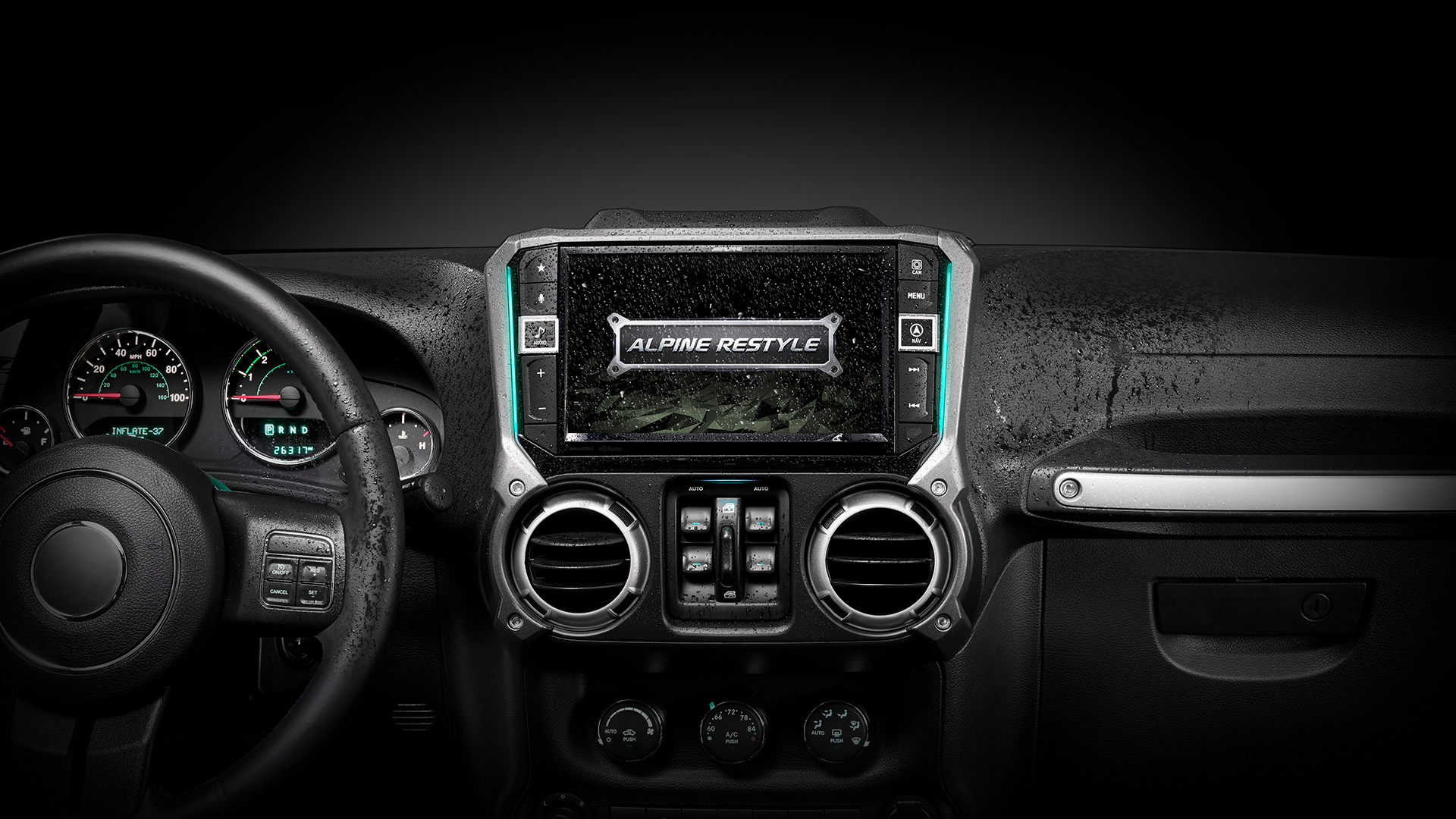 Alpine i509-WRA-JK installed in Jeep Wrangler dash